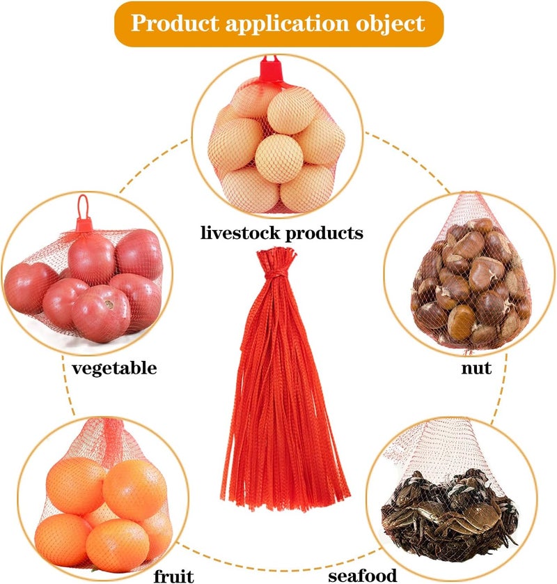 Dupiulk Reusable Mesh Produce Bags, 20 Inch Seafood Boil Bags for Crab Clam Shrimp Cooking, Onion Potato Storage Vegetable Packaging Net Bag with Loop-style Closures (100Pcs-Red) - Image 4